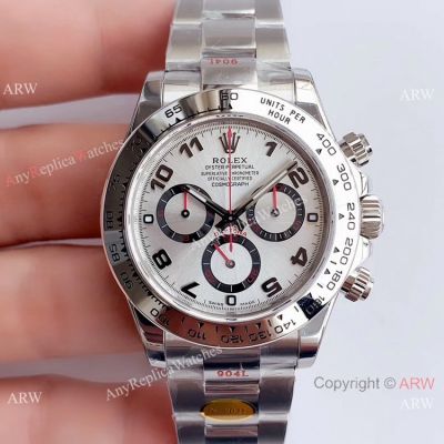Replica Rolex Daytona Super Noob Factory Swiss 4130 Watch SS Silver Dial